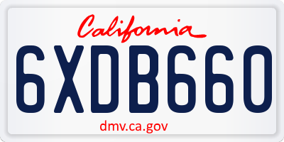 CA license plate 6XDB660