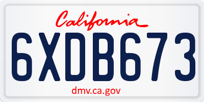 CA license plate 6XDB673