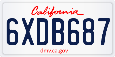 CA license plate 6XDB687