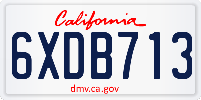 CA license plate 6XDB713