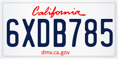 CA license plate 6XDB785