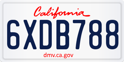 CA license plate 6XDB788