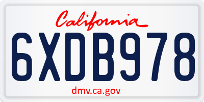 CA license plate 6XDB978