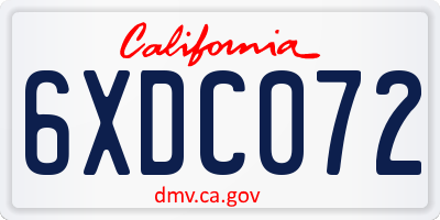 CA license plate 6XDC072