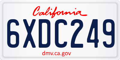 CA license plate 6XDC249