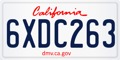 CA license plate 6XDC263
