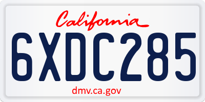 CA license plate 6XDC285