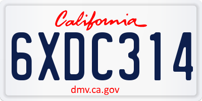 CA license plate 6XDC314