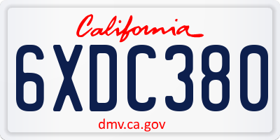 CA license plate 6XDC380