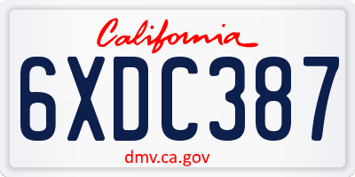 CA license plate 6XDC387