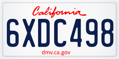 CA license plate 6XDC498