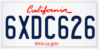 CA license plate 6XDC626