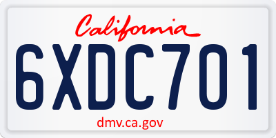 CA license plate 6XDC701