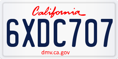 CA license plate 6XDC707