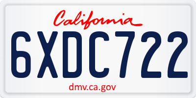 CA license plate 6XDC722