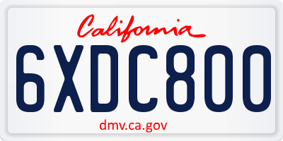 CA license plate 6XDC800