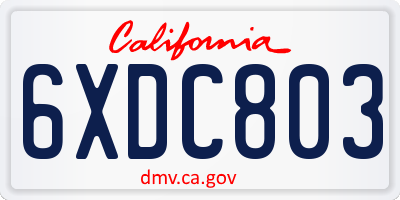 CA license plate 6XDC803
