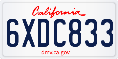 CA license plate 6XDC833