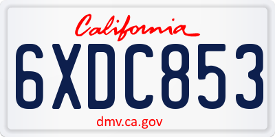 CA license plate 6XDC853