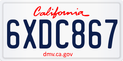 CA license plate 6XDC867