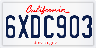 CA license plate 6XDC903