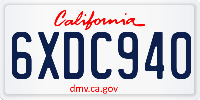 CA license plate 6XDC940