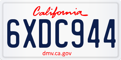 CA license plate 6XDC944