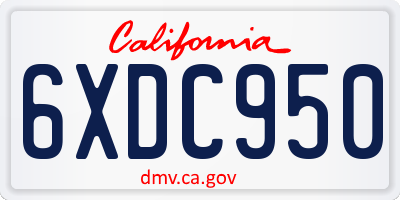 CA license plate 6XDC950