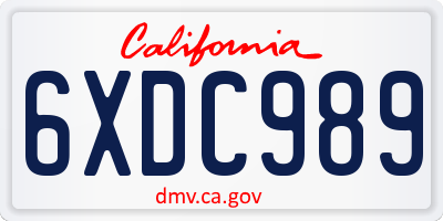 CA license plate 6XDC989