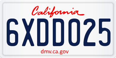 CA license plate 6XDD025