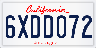 CA license plate 6XDD072