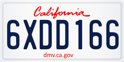 CA license plate 6XDD166