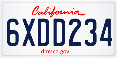 CA license plate 6XDD234