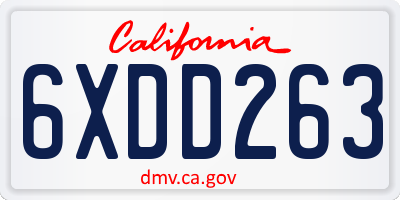 CA license plate 6XDD263