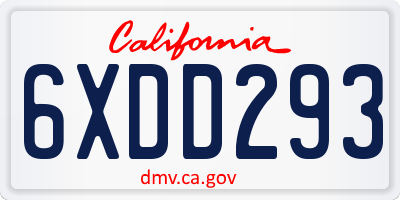 CA license plate 6XDD293