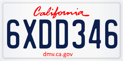 CA license plate 6XDD346