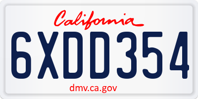 CA license plate 6XDD354