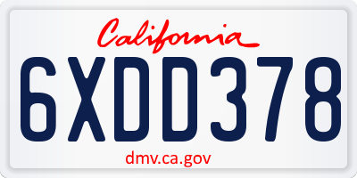 CA license plate 6XDD378