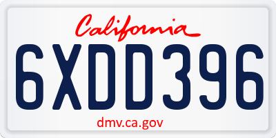 CA license plate 6XDD396