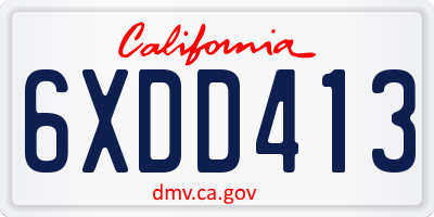 CA license plate 6XDD413