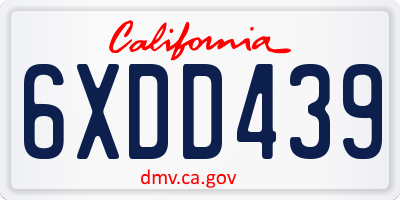 CA license plate 6XDD439
