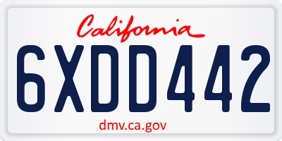 CA license plate 6XDD442
