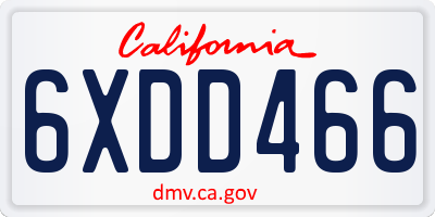 CA license plate 6XDD466