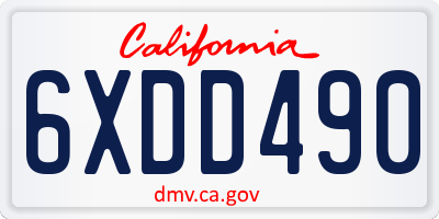 CA license plate 6XDD490
