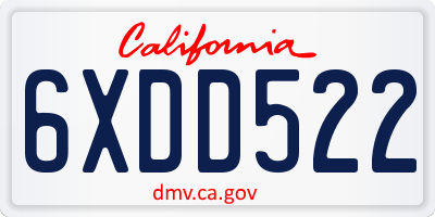 CA license plate 6XDD522