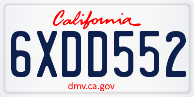 CA license plate 6XDD552