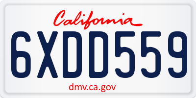 CA license plate 6XDD559