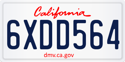 CA license plate 6XDD564
