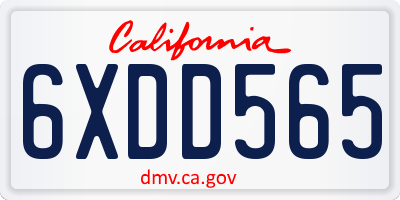 CA license plate 6XDD565