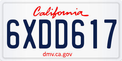 CA license plate 6XDD617